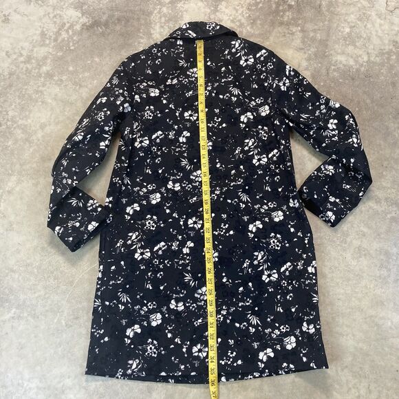 Carlisle Collection Trench Coat Womens 8 Black Floral Pockets Chic‎ - Picture 6 of 9